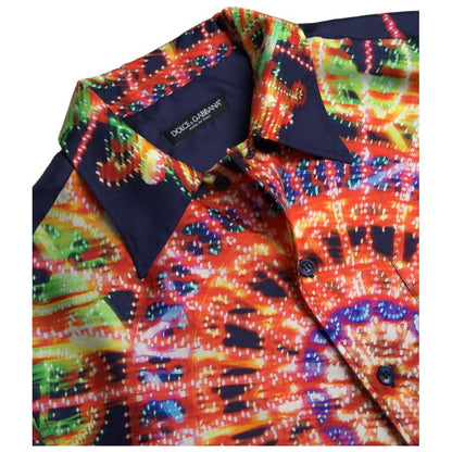 Dolce & Gabbana Multicolor Luminarie Print Men Shirt Silk