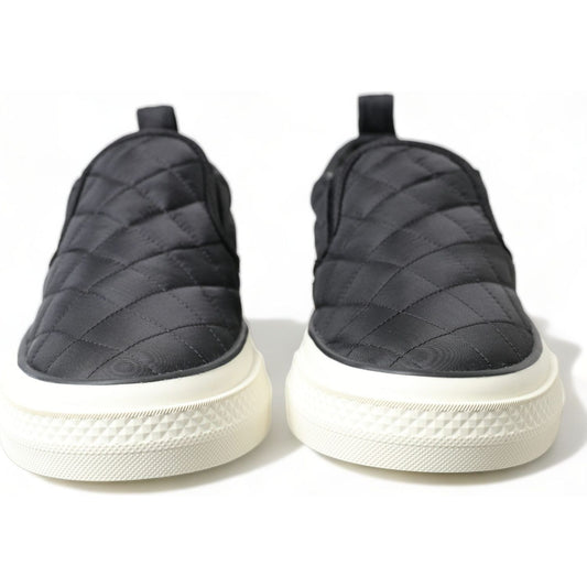 Dolce & Gabbana Black Quilted Slip On Low Top Sneakers Shoes LA10439-35