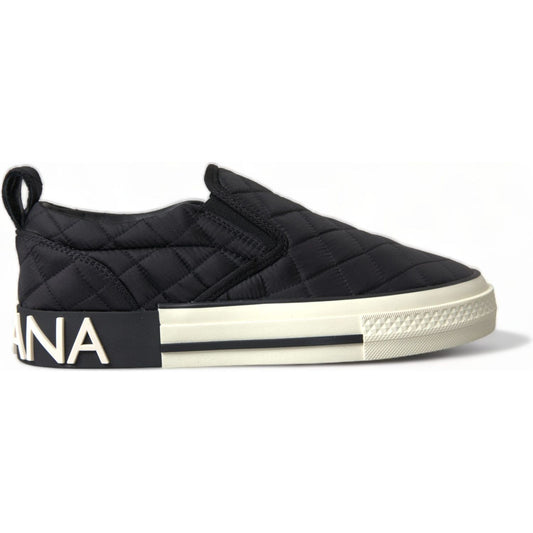 Dolce & Gabbana Black Quilted Slip On Low Top Sneakers Shoes LA10439-35