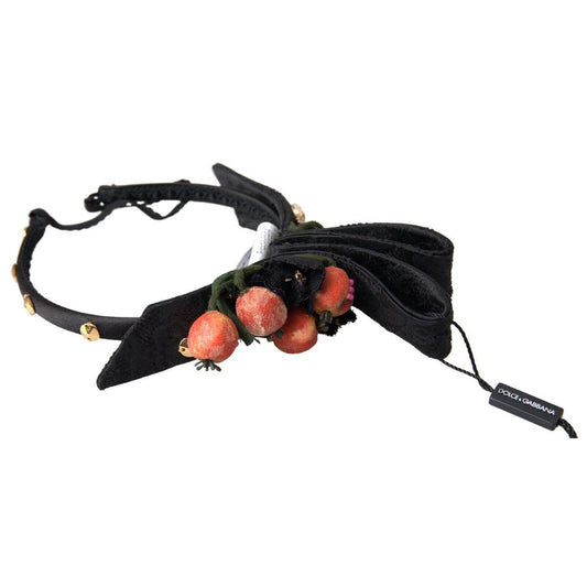 Dolce & Gabbana Black with multicolor Fig Fruit Crystal Tiara Diadem Headband