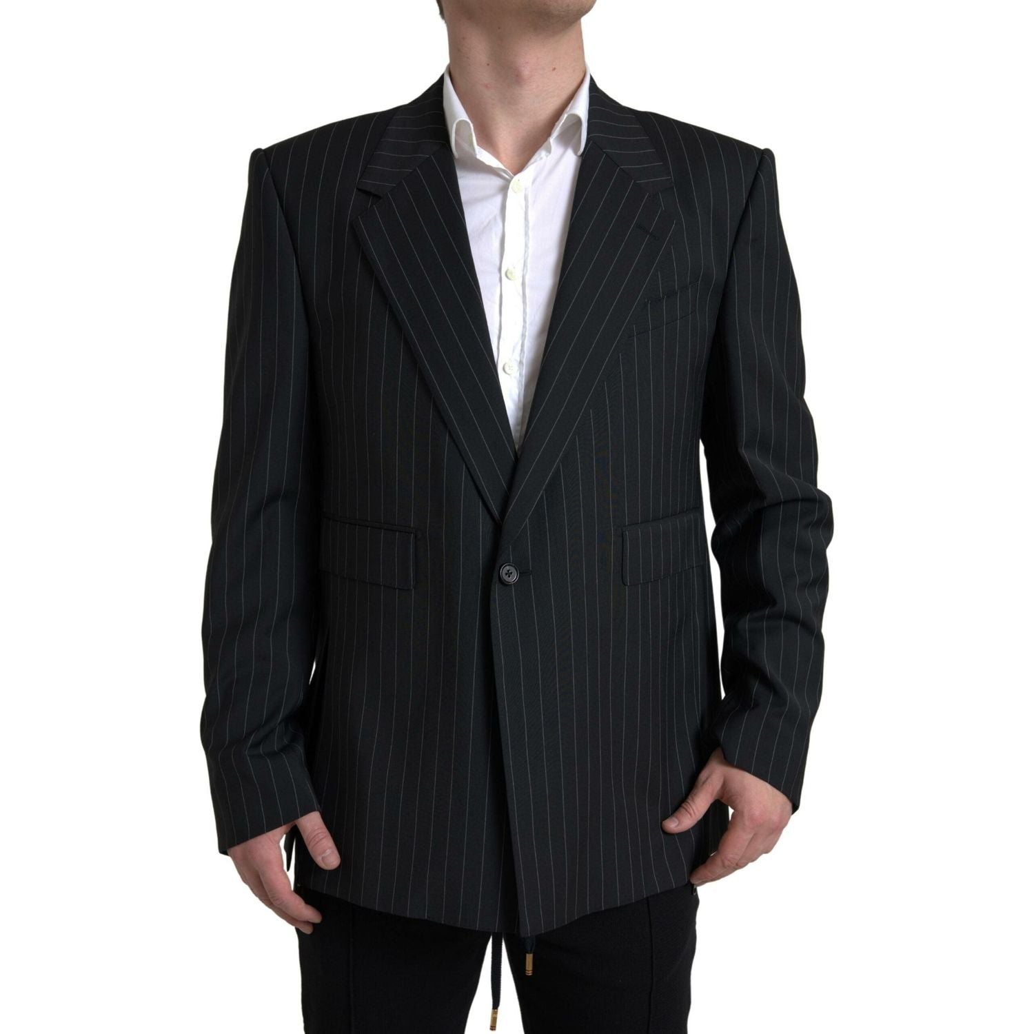 Dolce & Gabbana Black Stripe Single Breasted SICILIA Blazer