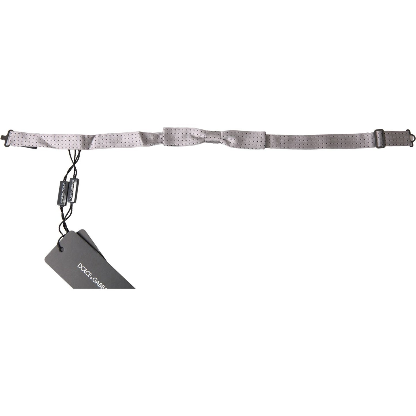 Dolce & Gabbana Gray Dotted Silk Adjustable Men Neck Papillon Bow Tie