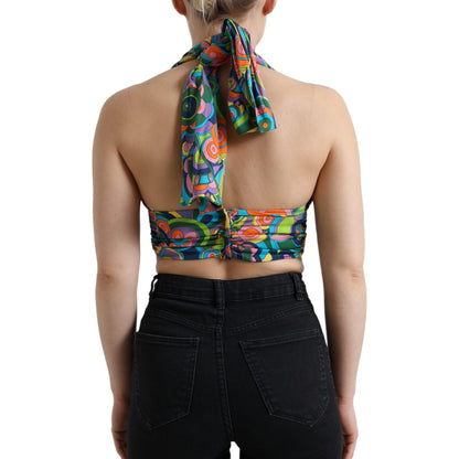 Dolce & Gabbana Multicolor Halter Sleeveless Cropped Tank Top
