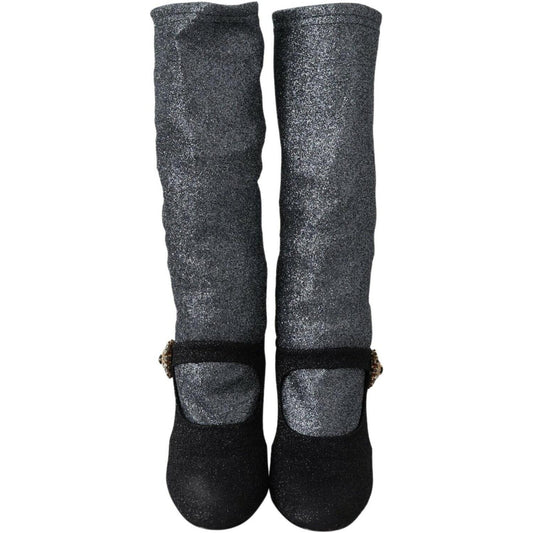 Dolce & Gabbana Glamorous Crystal-Embellished Booties Dolce & Gabbana Dark Slate Gray