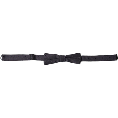 Dolce & Gabbana Blue Polka Dot Silk Adjustable Neck Men Papillon Bow Tie