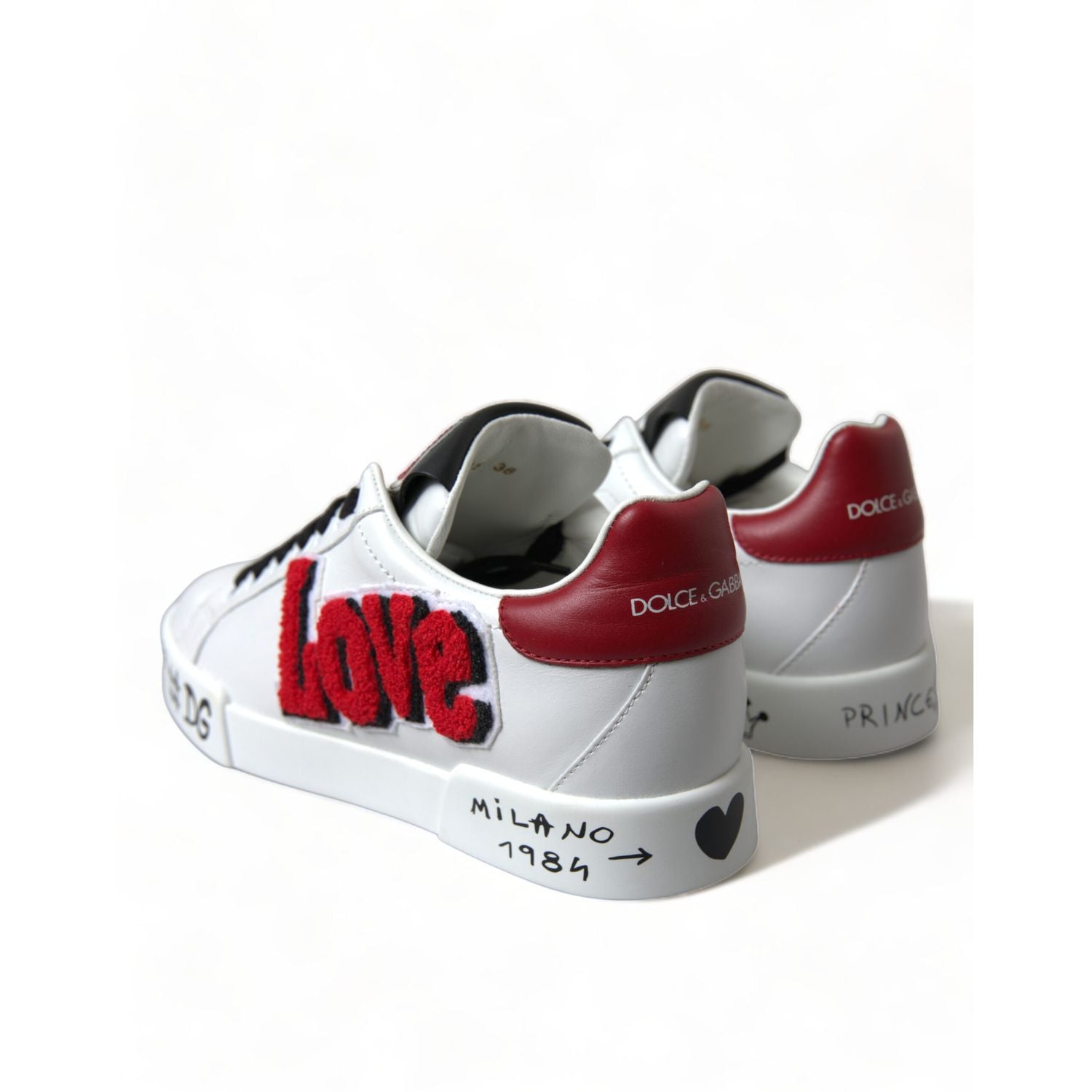 Dolce & Gabbana White Love Patch Portofino Classic Sneakers Shoes