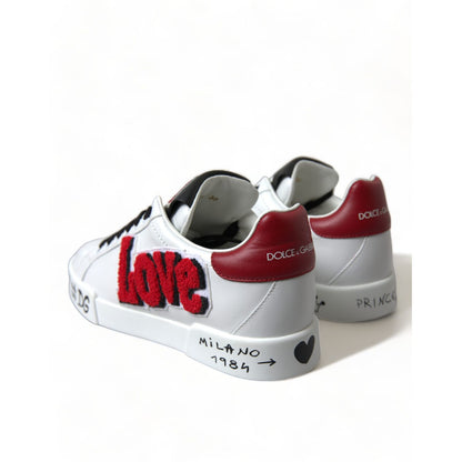 Dolce & Gabbana White Love Patch Portofino Classic Sneakers Shoes