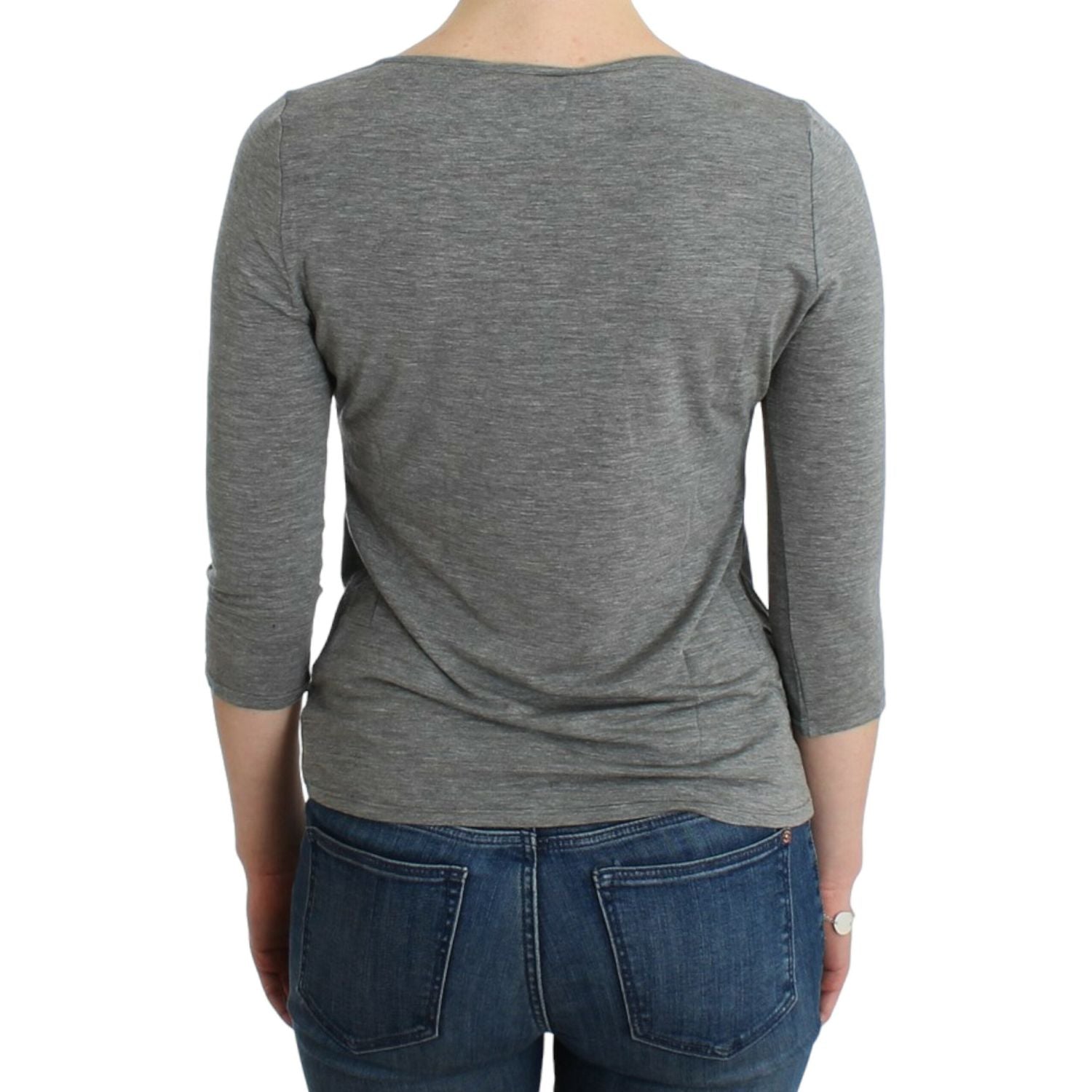 Cavalli Gray 3/4 sleeves jumper top