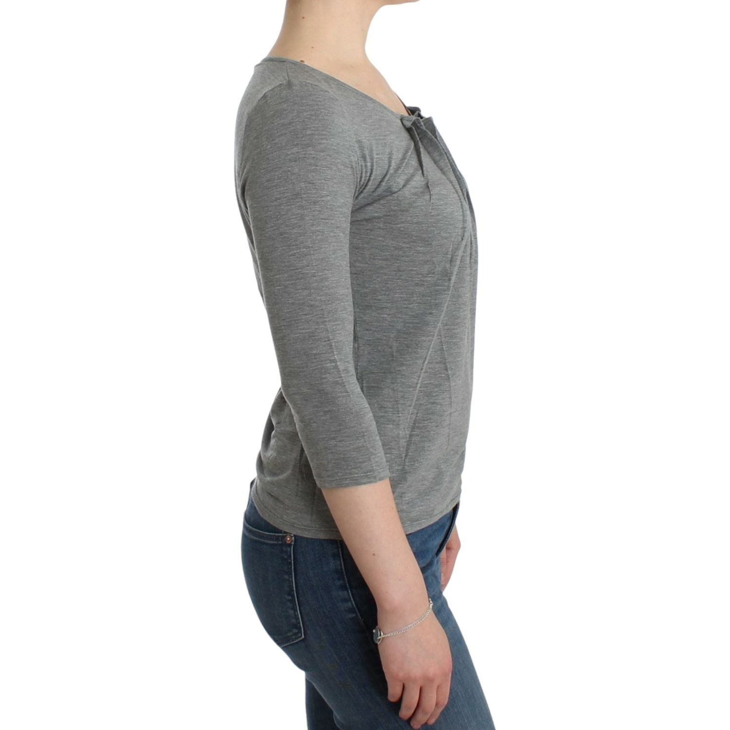 Cavalli Gray 3/4 sleeves jumper top