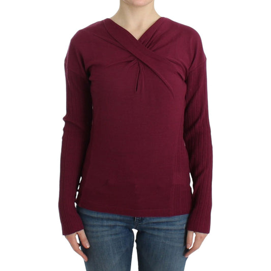 Cavalli Purple knitted wool sweater