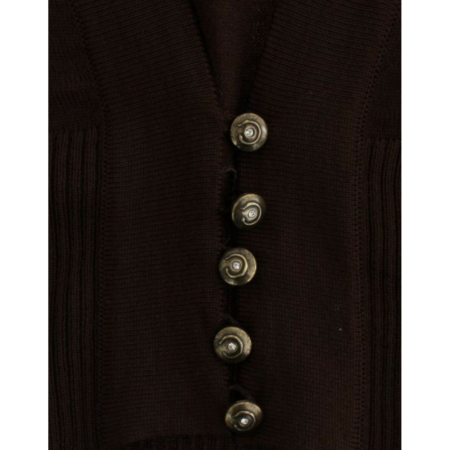 Cavalli Brown cropped wool cardigan