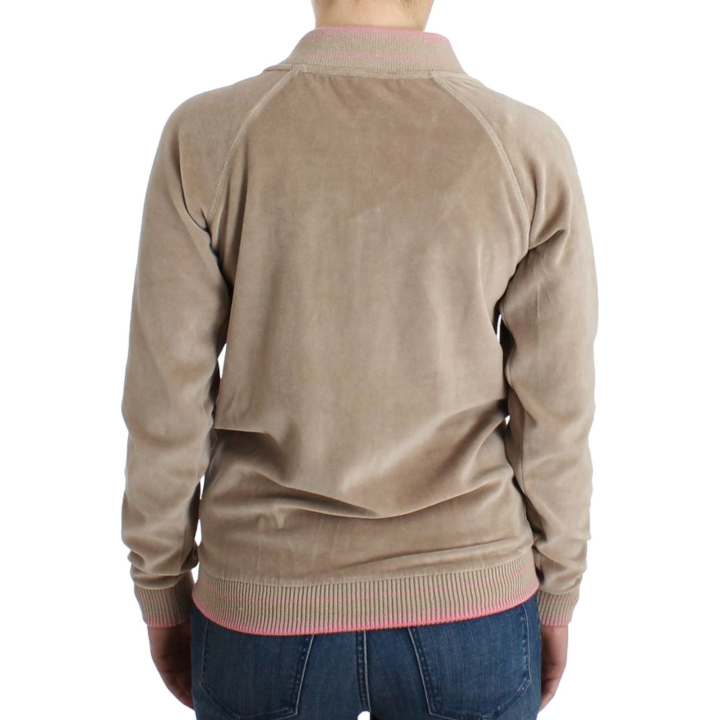 Cavalli Beige velvet zipup sweater