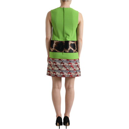 Dolce & Gabbana Apple Green Sleeveless Panelled Shift Dress