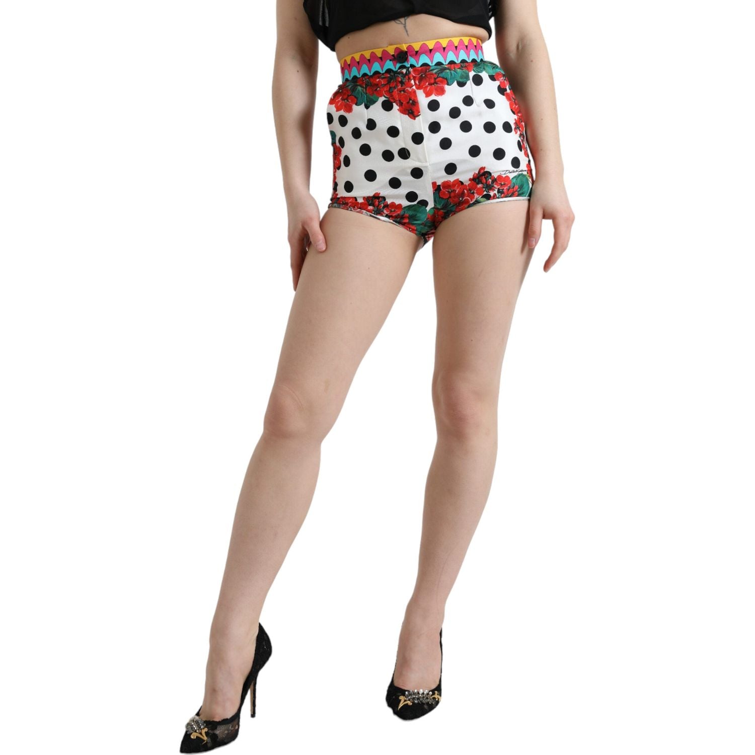 Dolce & Gabbana Multicolor Floral Polka Dot Hot Pants Shorts