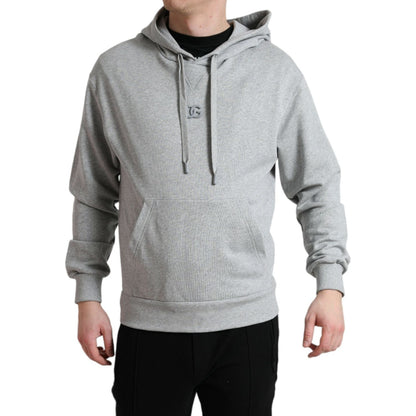 Dolce & Gabbana Gray Cotton Logo Hooded Sweatshirt Sweater