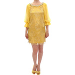 Dolce & Gabbana Yellow lace crystal mini dress GSS10005-2