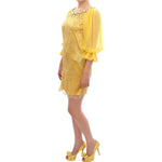 Dolce & Gabbana Yellow lace crystal mini dress GSS10005-2