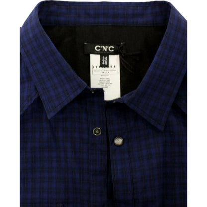 Costume National Blue checkered cotton shirt