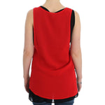 Costume National Elegant Sleeveless Black & Red Top Costume National Firebrick