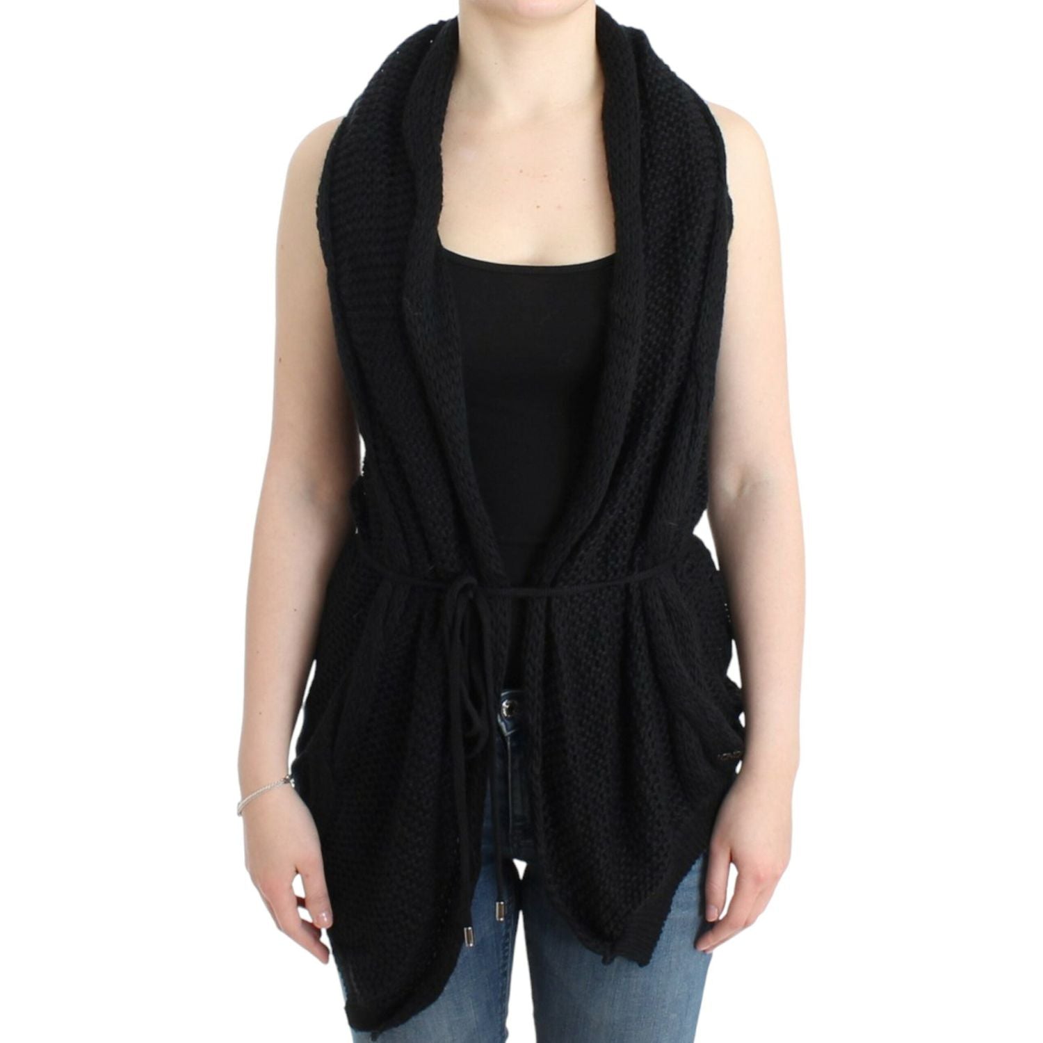 Costume National Black sleeveless knitted cardigan
