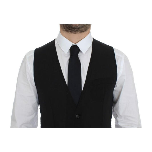 Dolce & Gabbana Elegant Black Wool Dress Vest Dolce & Gabbana Black
