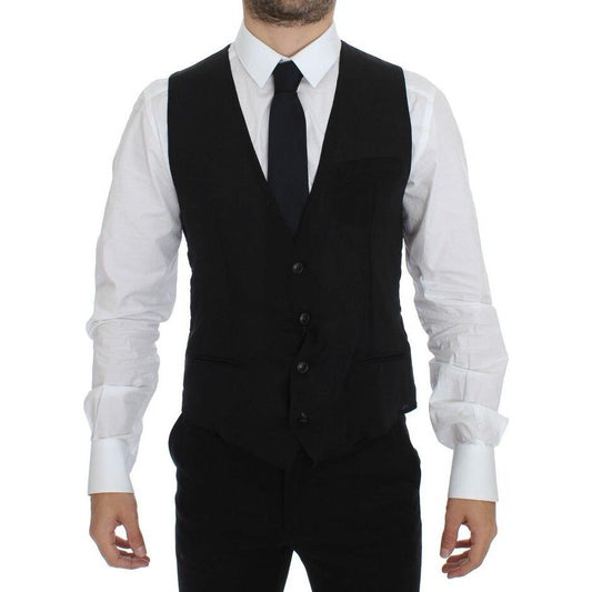 Dolce & Gabbana Elegant Black Wool Dress Vest Dolce & Gabbana Black