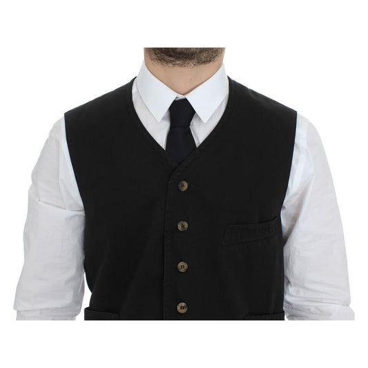 Dolce & Gabbana Elegant Black Cotton Blend Dress Vest Dolce & Gabbana Black