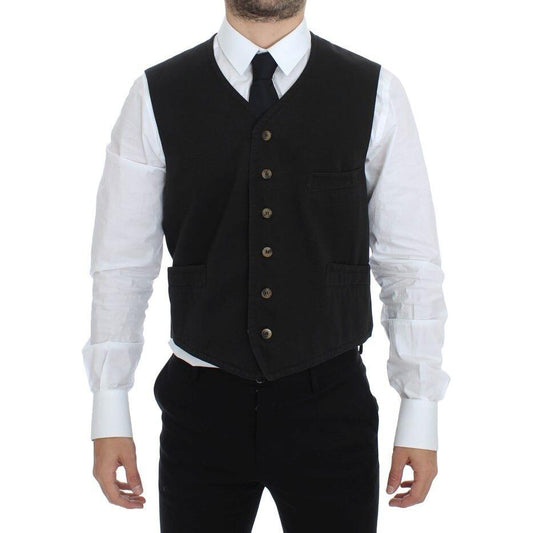 Dolce & Gabbana Elegant Black Cotton Blend Dress Vest Dolce & Gabbana Black