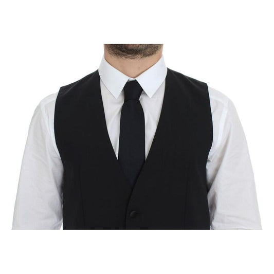 Dolce & Gabbana Elegant Silk-Wool Black Dress Vest Dolce & Gabbana Black