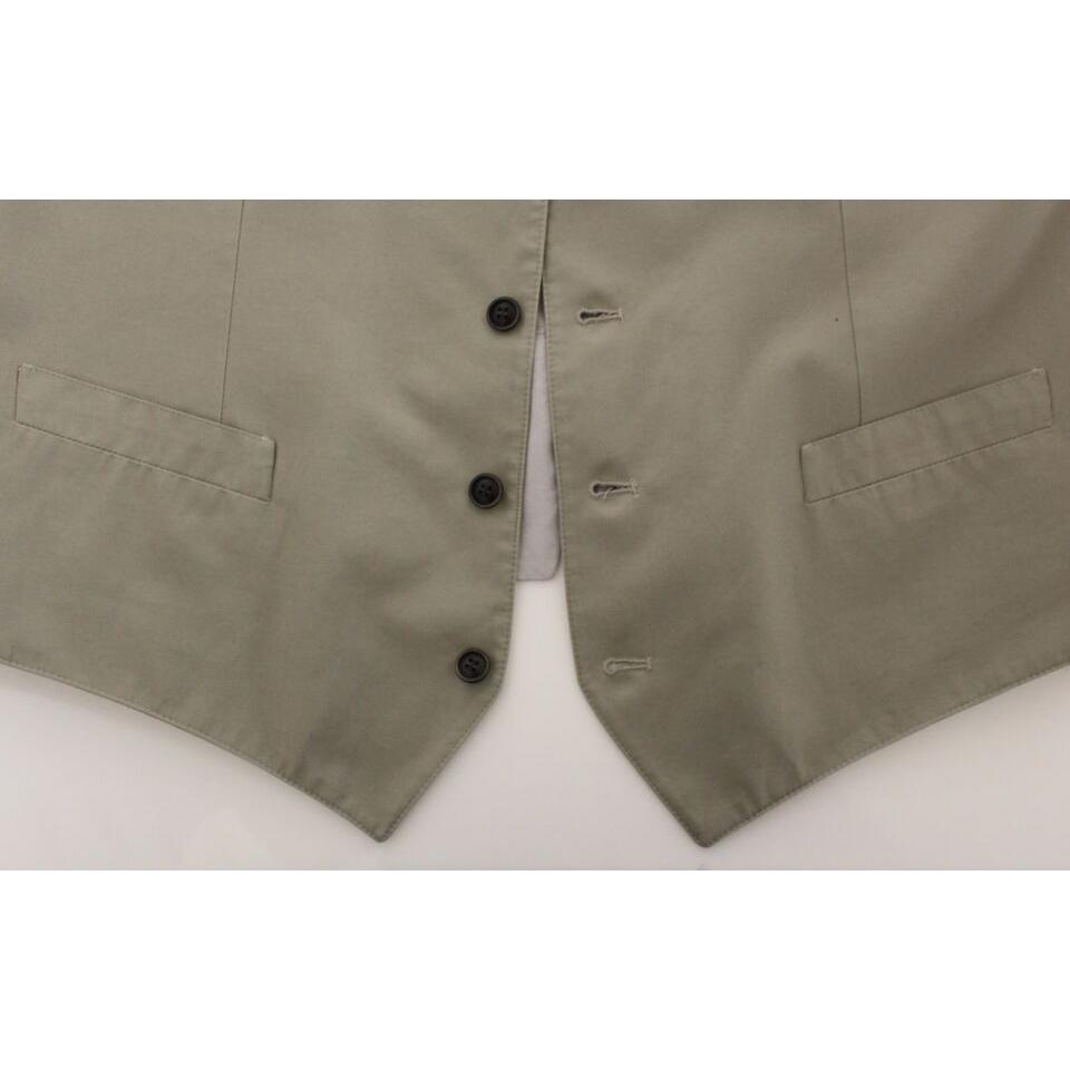 Dolce & Gabbana Beige Cotton Silk Blend Dress Vest Blazer