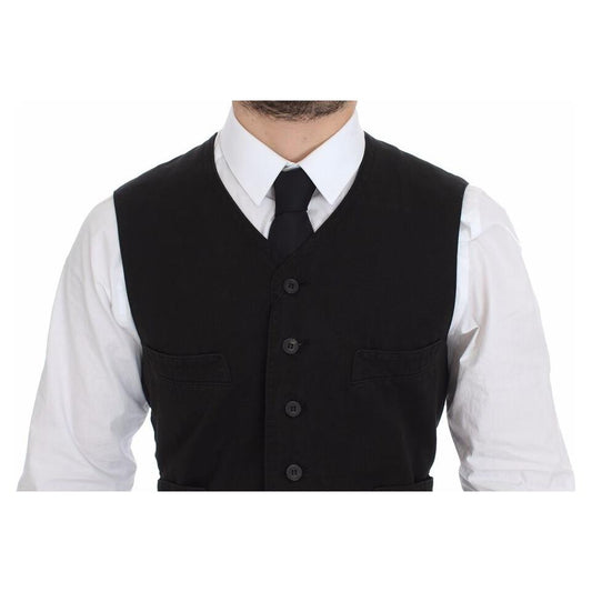 Dolce & Gabbana Elegant Black Cotton Blend Dress Vest Dolce & Gabbana Black