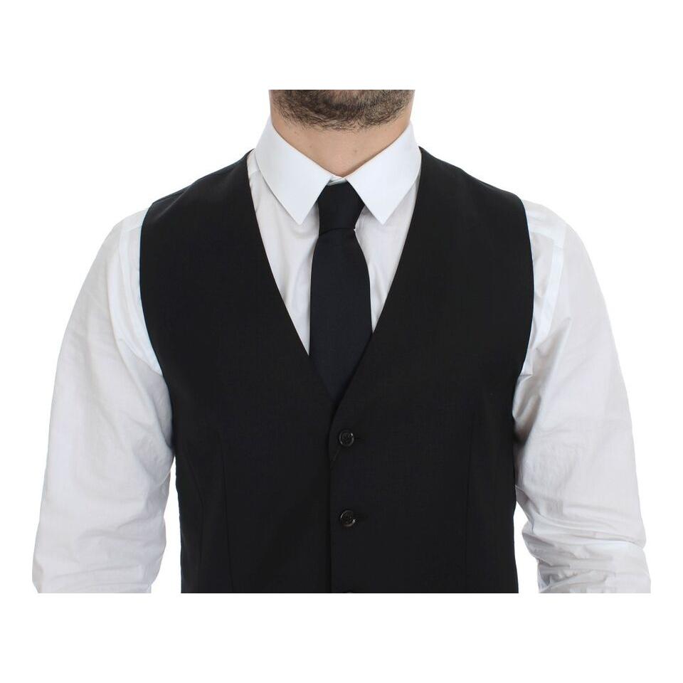 Dolce & Gabbana Black Wool Silk Stretch Dress Vest Blazer