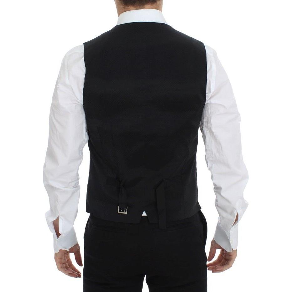 Dolce & Gabbana Black Wool Silk Stretch Dress Vest Blazer