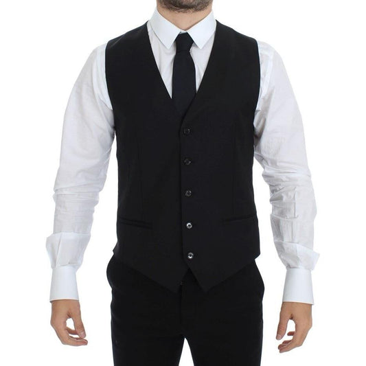 Dolce & Gabbana Elegant Black Wool Silk Dress Vest Dolce & Gabbana Black