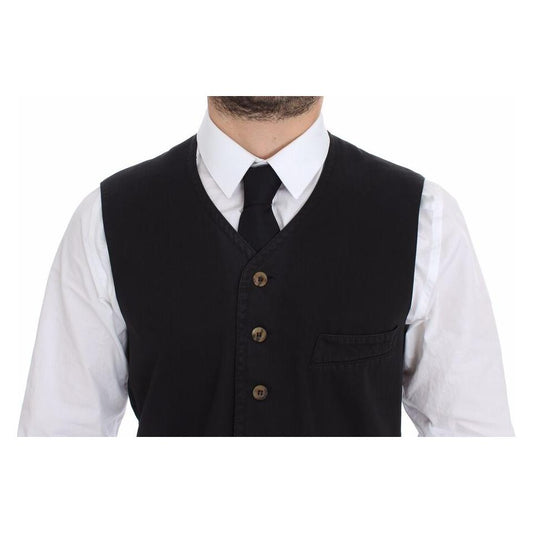 Dolce & Gabbana Elegant Black Dress Vest Dolce & Gabbana Black