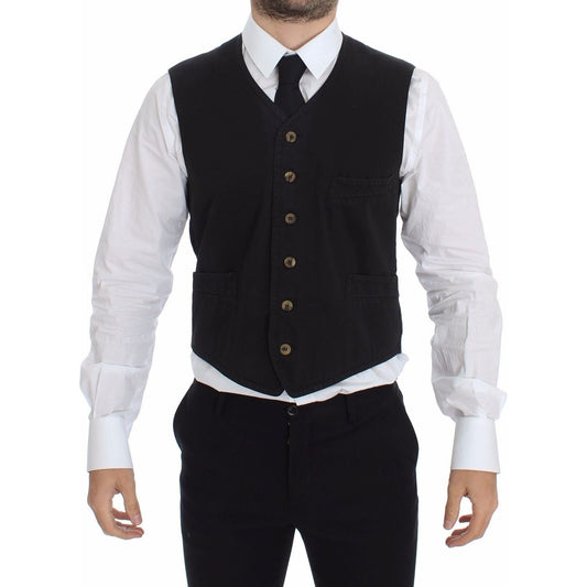 Dolce & Gabbana Elegant Black Dress Vest Dolce & Gabbana Black