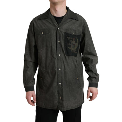 Dolce & Gabbana Dark Gray Cotton Collared Long Sleeves Shirt