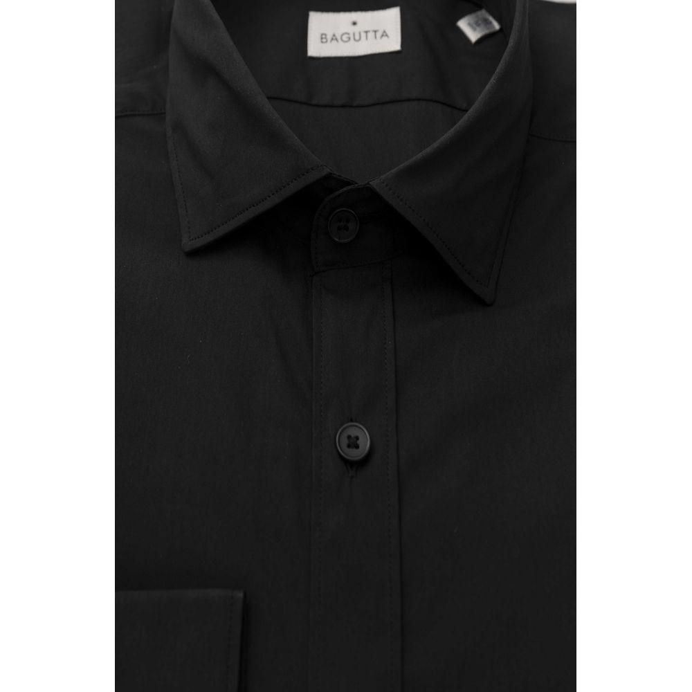 Bagutta Black Cotton Men's Slim Shirt