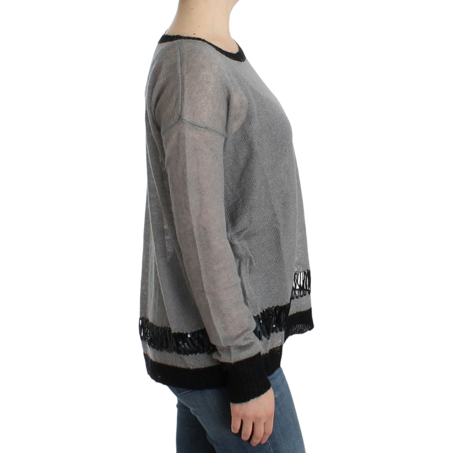 Costume National Gray embellished asymmetric sweater