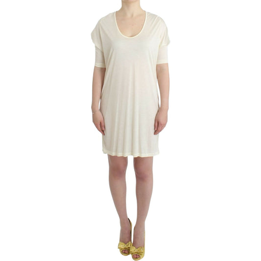 Costume National Chic White Modal Above-Knee Dress Costume National Light Gray