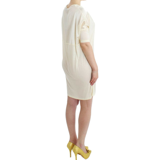 Costume National Chic White Modal Above-Knee Dress Costume National Light Gray