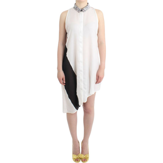 Costume National Asymmetric Hem Button-Up Shirt Dress Costume National Light Gray