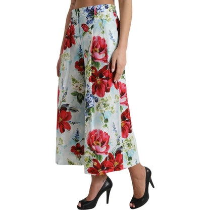 Dolce & Gabbana Multicolor Floral High Waist Wide Leg Pants