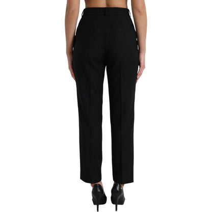 Dolce & Gabbana Black Wool High Waist Straight Pants