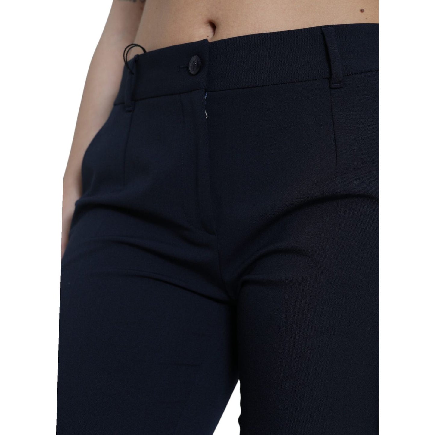 Dolce & Gabbana Blue Mid Waist Tapered Cropped Pants
