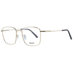 Bally Gold Men Glasses Frame, metal square full-rim with demo lenses, 54 size, stylish eyewear for men, includes branded case.