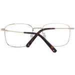 Bally Gold Men Glasses Frame, gold metal square full-rim frame with demo lenses, size 54-19-145, includes branded case.