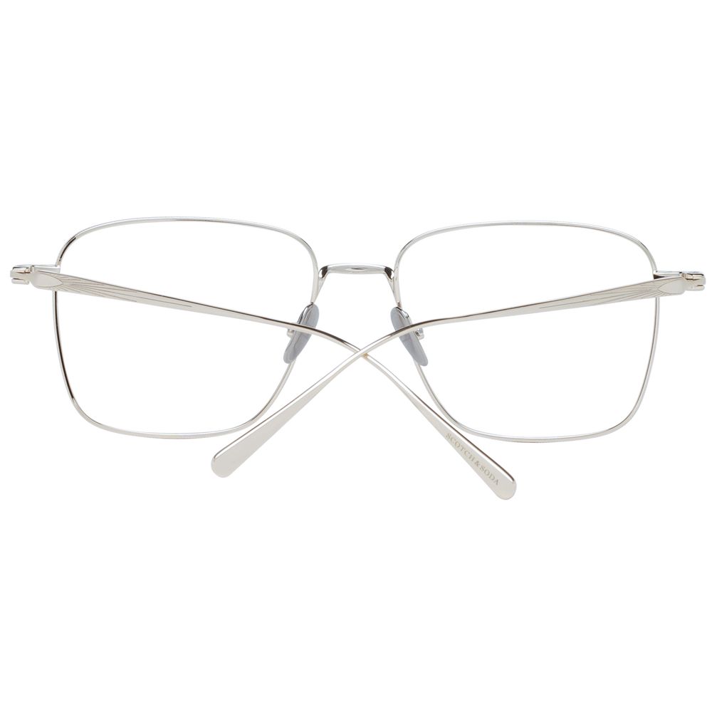 Scotch & Soda Gold Men Glasses Frame in square full-rim gold metal, size 55-17-140 with demo plastic lenses for men.