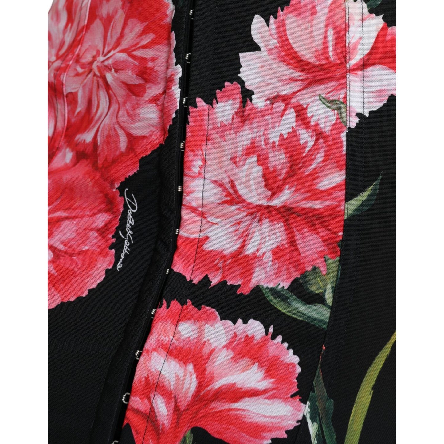 Dolce & Gabbana Black Carnation Pencil Cut Knee Length Skirt