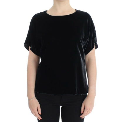Dolce & Gabbana Black velvet shortsleeved blouse